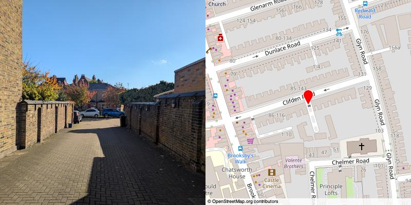 A picture and map of the mews