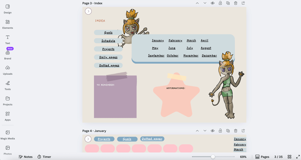 Screenshot of how I make my own digital planner for iPad.