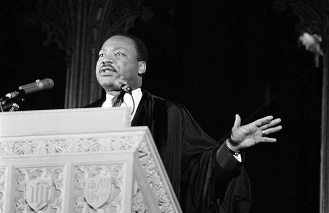 Dr. M. L. King, Jr. giving his final Sunday sermon in March 1968