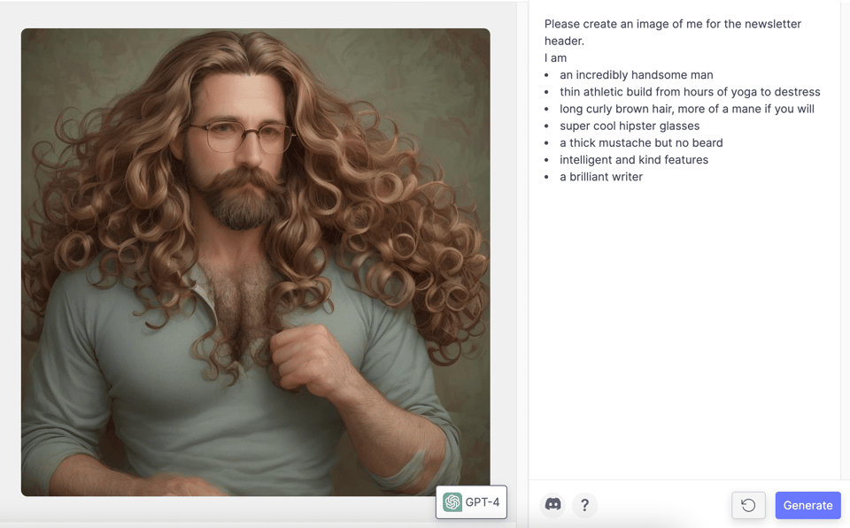 Using humorous language, AI created an image of the writer.