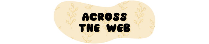 "Across the web" is written in black bubble font against a yellow, botanical-patterned background shaped like a blob