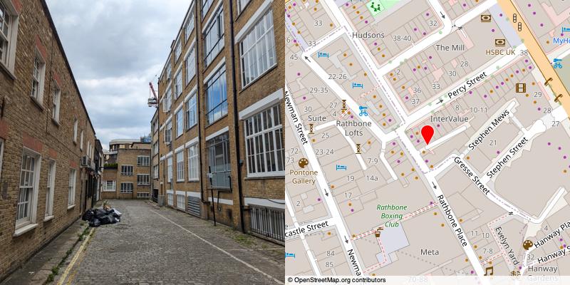 A picture and map of the mews