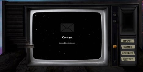 An in-game TV with contact info on the screen: business@diver2studios.com