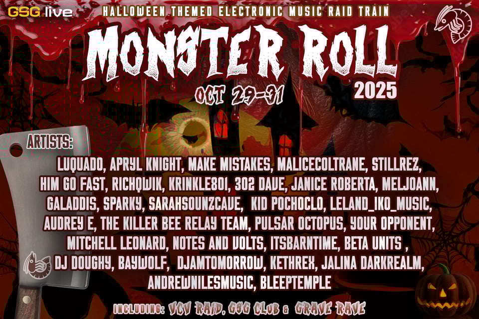 Monster Roll lineup for October 29-31 2025