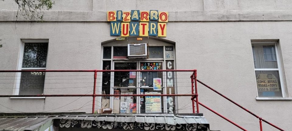 Front door of Bizarro Wuxtry. Image taken from their "Visit Athens GA" listing.