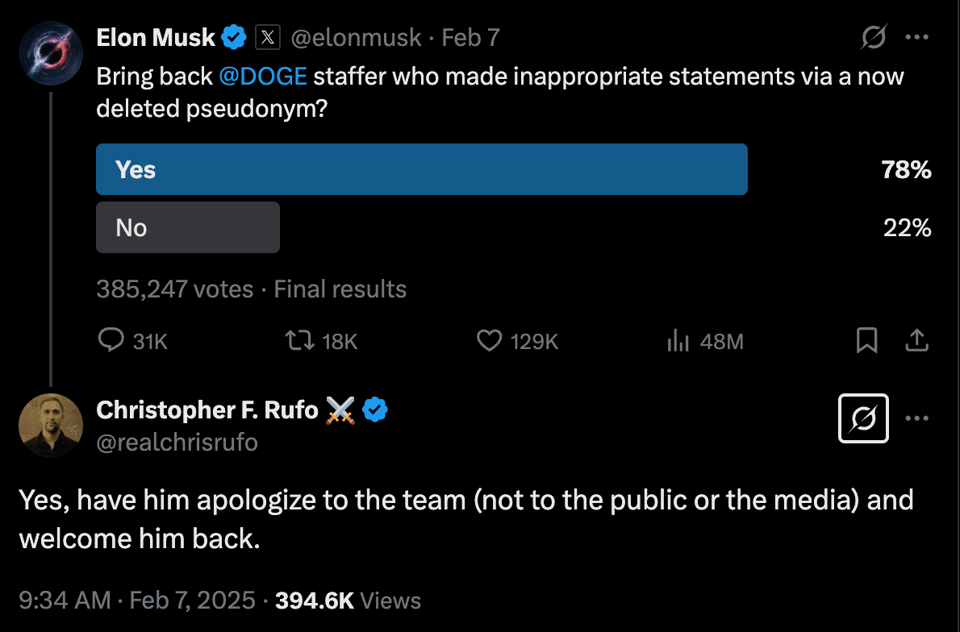 Rufo tweet saying he should apologize to the team, not the public or media