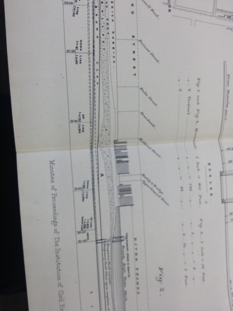 A blurry photo of some diagrams of the Waterloo and City line