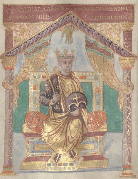 An image of Charles the bald from a late 9th century psalter