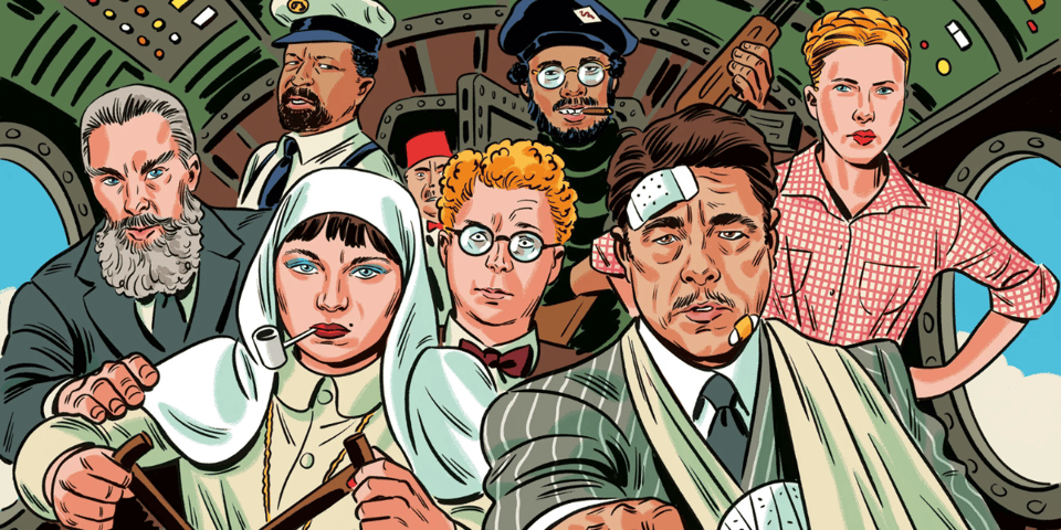 A cartoon of the cast of The Phoenician Scheme.