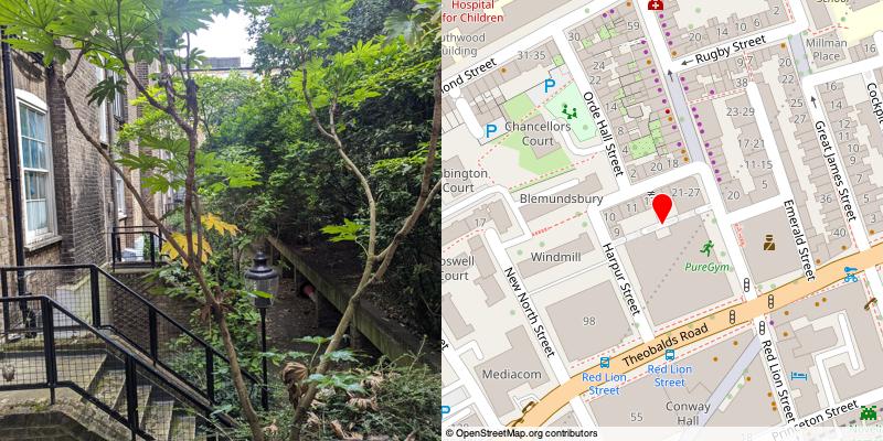 A picture and map of the mews
