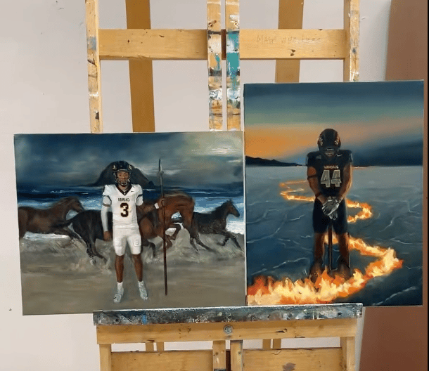 oil paintings depicting university of idaho football
