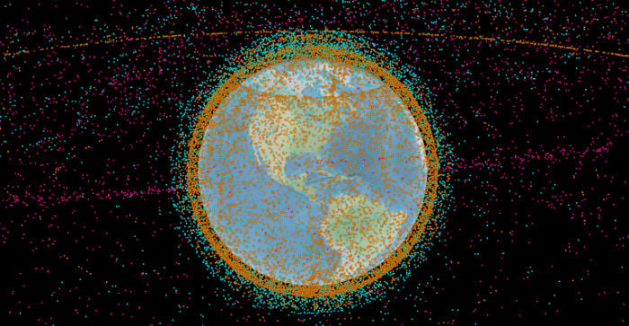 un carte vue de l'espace des corps célestes en orbite