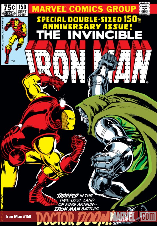 the cover to Iron Man #150 by John Romita Jr. and Bob Layton from Marvel Comics