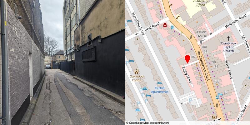 A picture and map of the mews