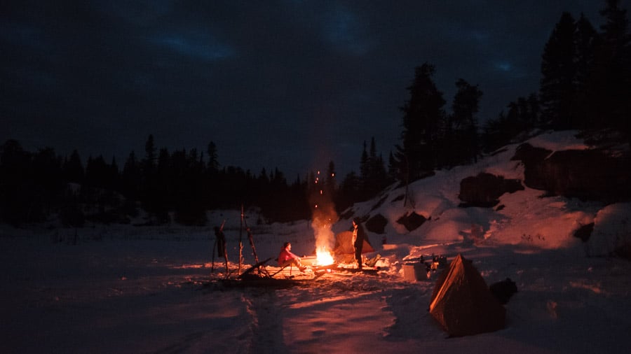 02 - Winter camping bonfire
