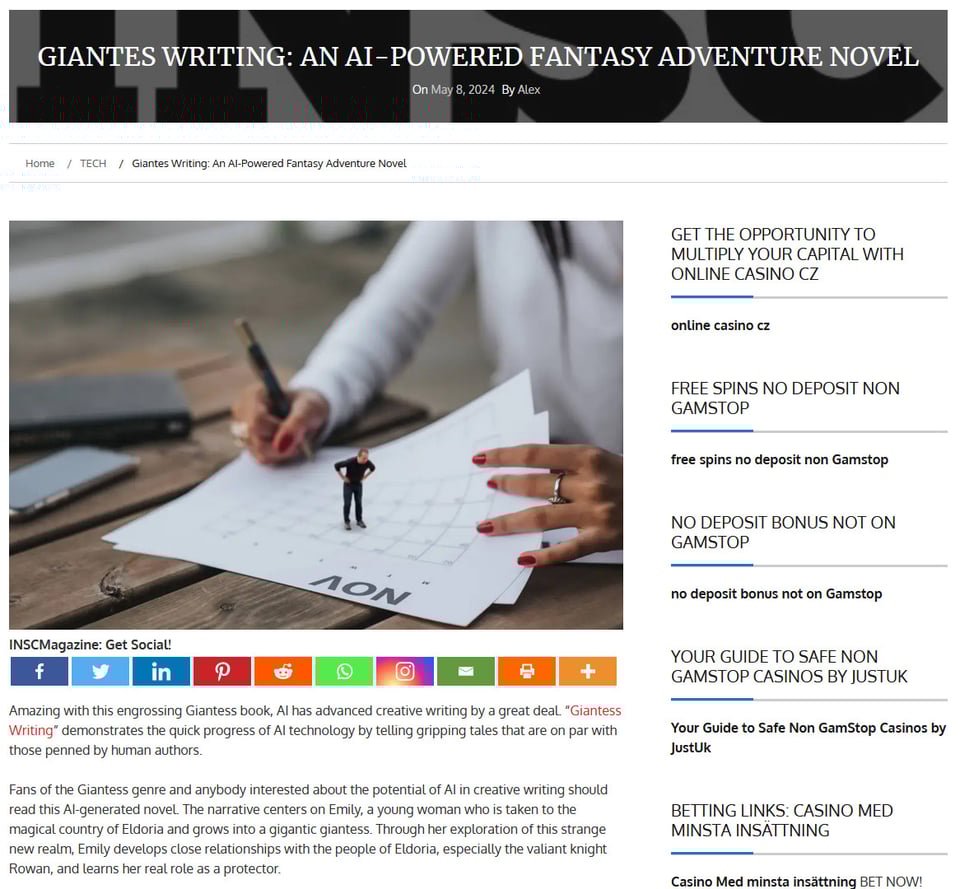 Screenshot of the thieving website, and Aborigen's image of him standing on a woman's desk calendar
