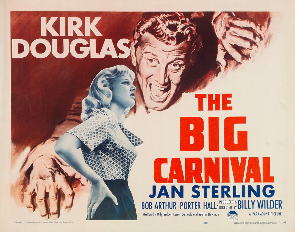 Quad poster for "The Big Carnival" (aka "Ace in the Hole").