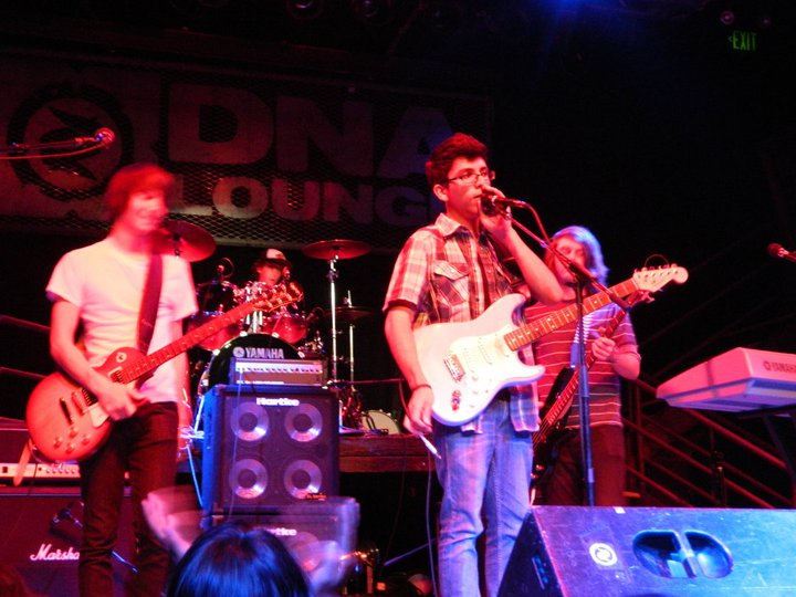 A photograph 18-year old me, with my old band.