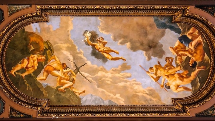 Mural of Prometheus stealing fire in NYPL