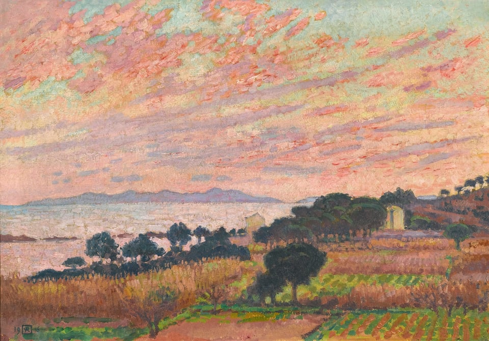 sunset sky over a field