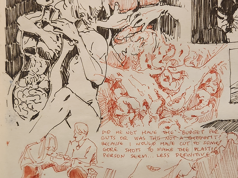 Ink sketches from the film Stereo by David Cronenberg.