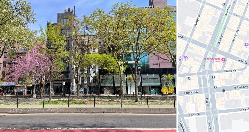 a photo and map screen grab of median parks