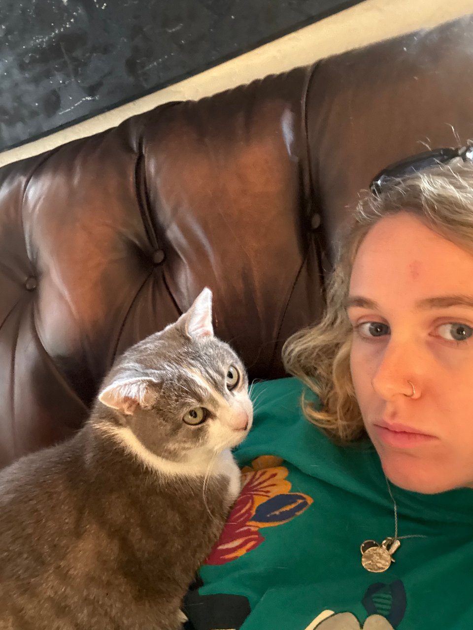 a woman with a cat