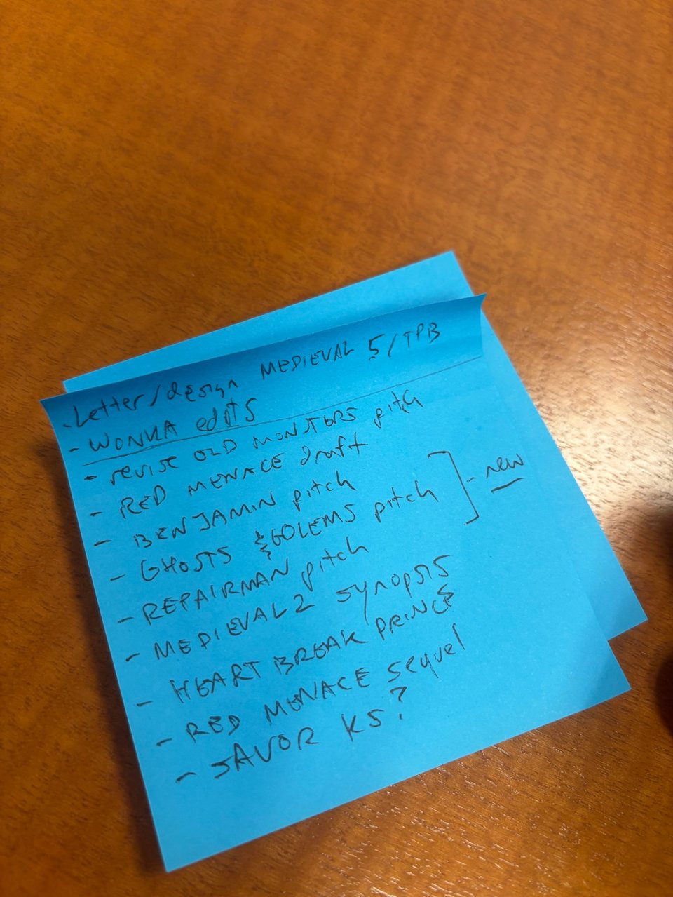 Neil’s writing and comics honey do list