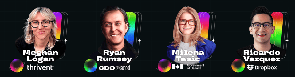 Headshots of Meghan Logan, Ryan Rumsey, Milena Tasic, and Ricardo Vazquez