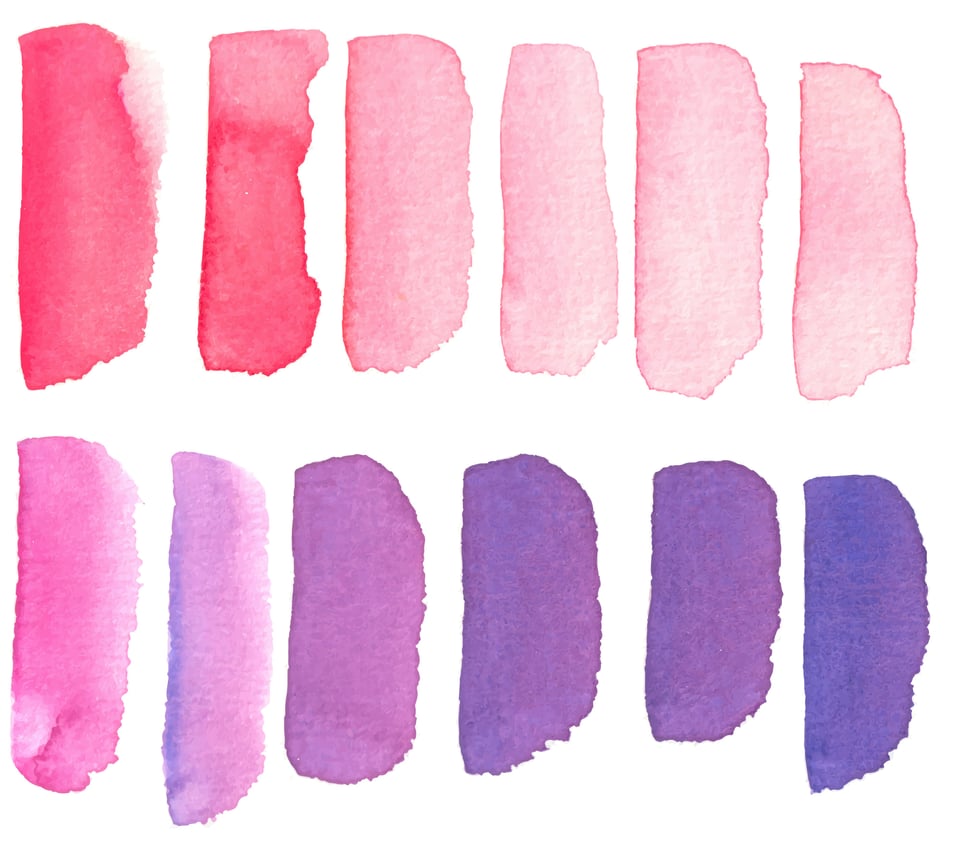 watercolor swatches in pinks and purposes