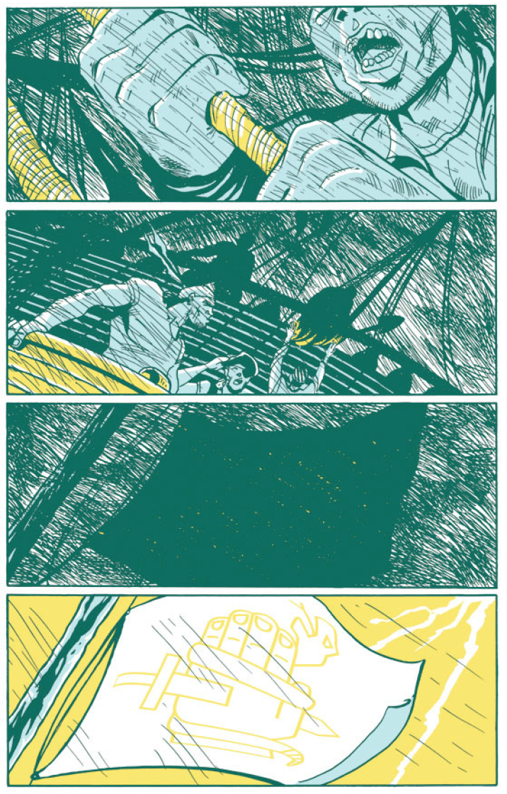 a page from TODT HILL by me and Kevin Colden—some comic book pirates that I have written