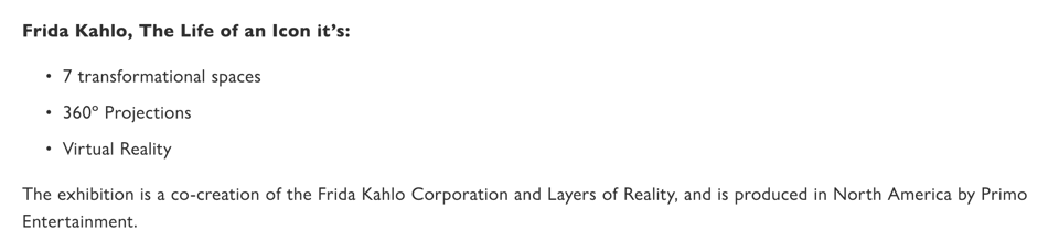 Description of an interactive Kahlo exhibit