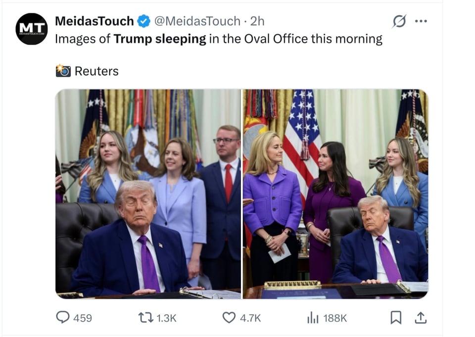 Trump sleeping through meetings yesterday