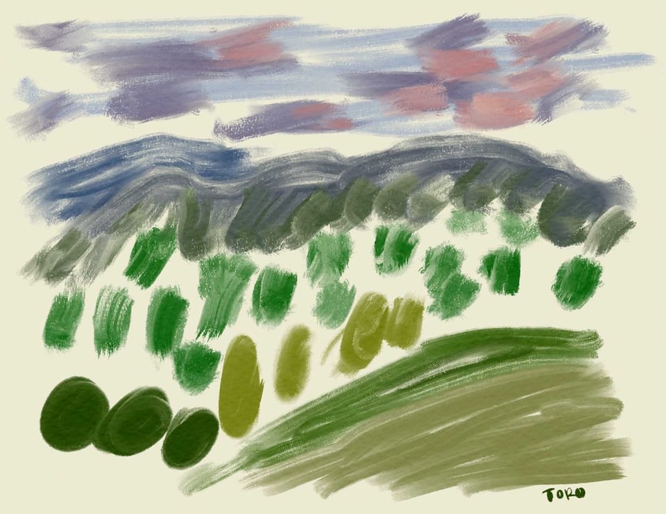 Abstract illustration of a mountain landscape