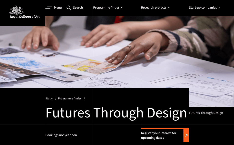 Webpage for Futures Through Design course