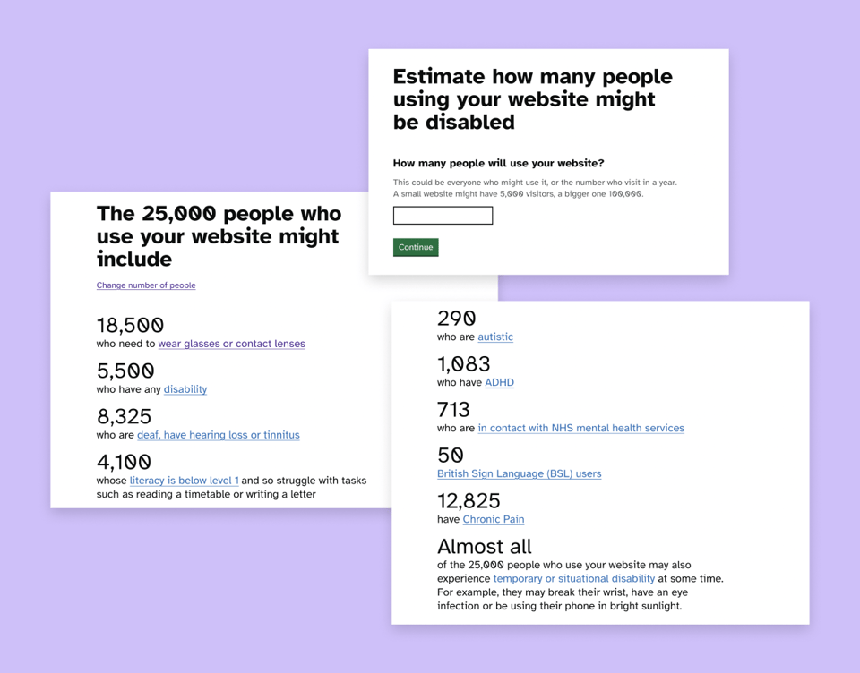 [screenshots of the how many website]