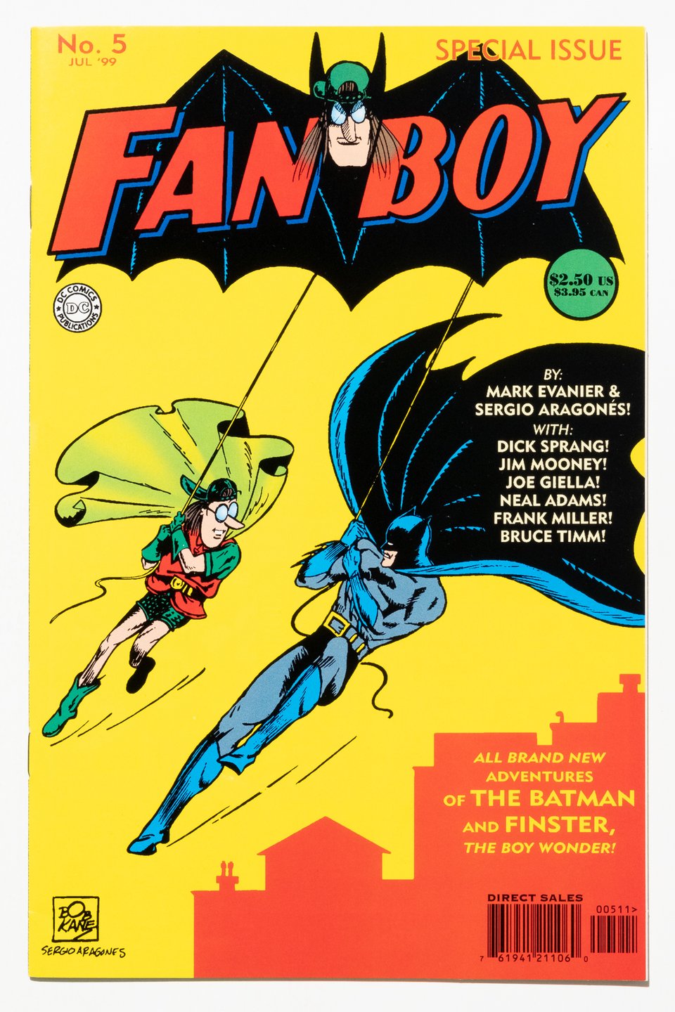 Cover of Fanboy 5 by Sergio Aragones which is a recreation of the cover of Batman 1