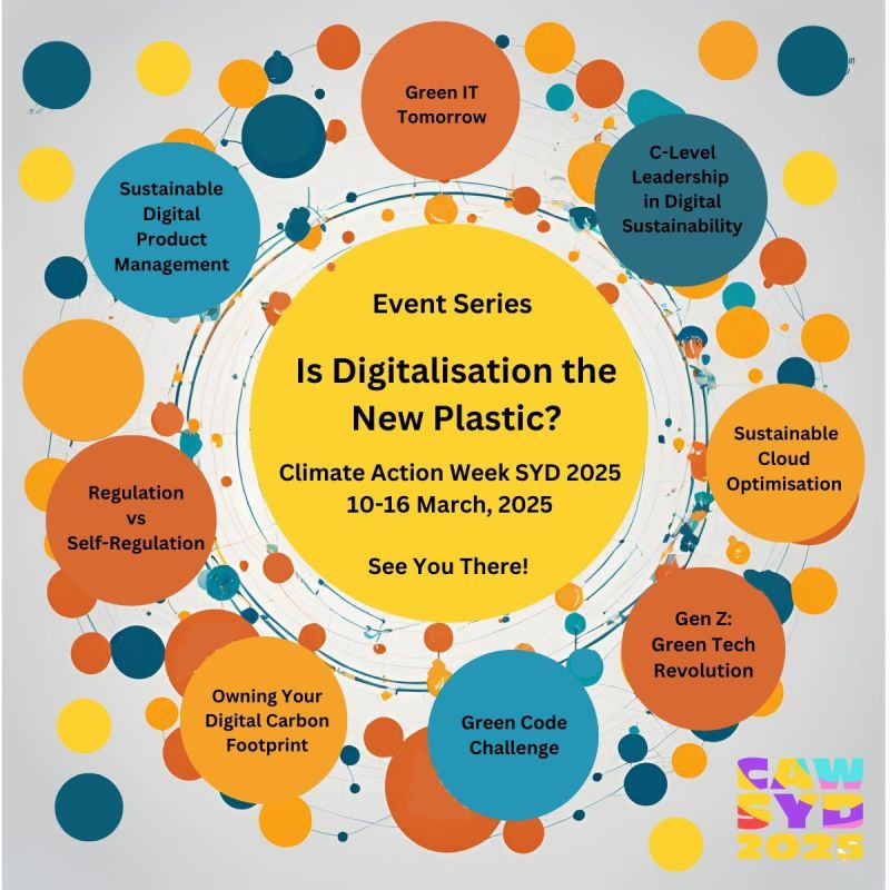 A promotional image advertizing a series of events as part of Climate Action Week Sydney 2025