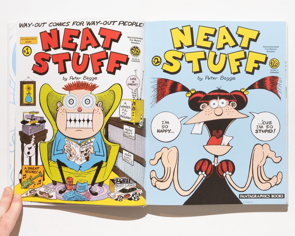 spread from Neat Stuff that shows the original covers to issue 1 and 2