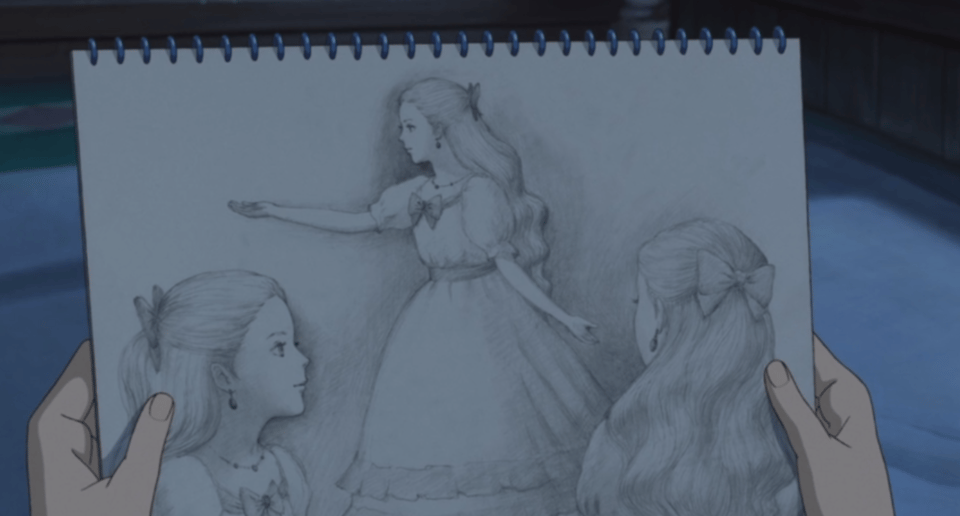 Another page in Anna's sketchbook. She has done three new drawings of Marnie.