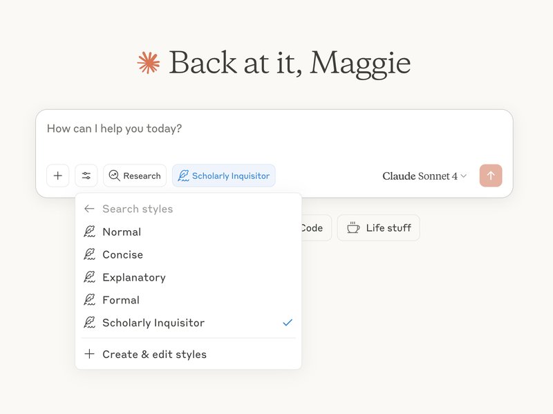Maggie Appleton's Scholarly Inquisitor Claude style, from her essay on AI chatbots and the Enlightenment