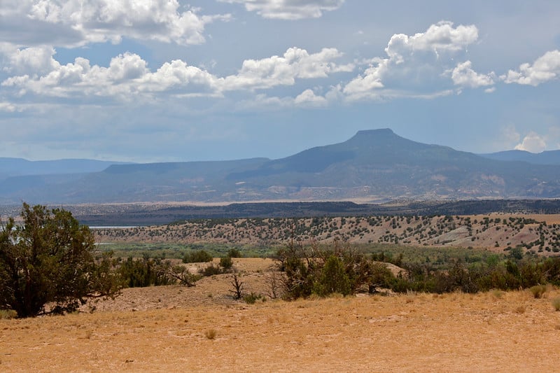 A view of Cerro Pedernal mountian and high desert land.
