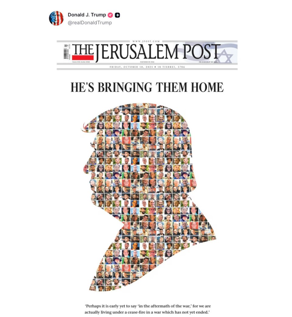 One of Trump’s TruthSocial tweets before the Nobel Peace Prize was announced