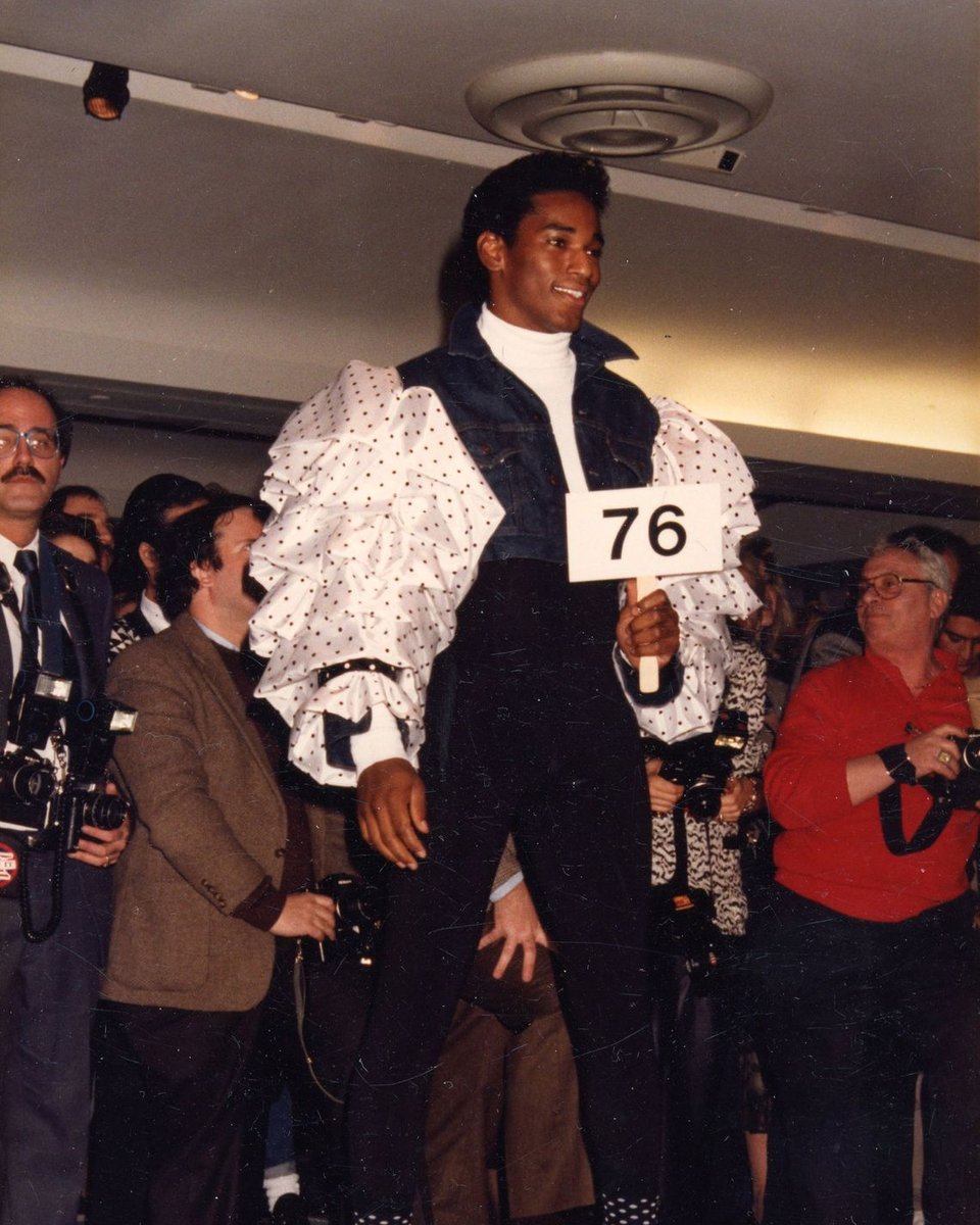 A model wearing a Levi’s jacket designed by Willi Smith