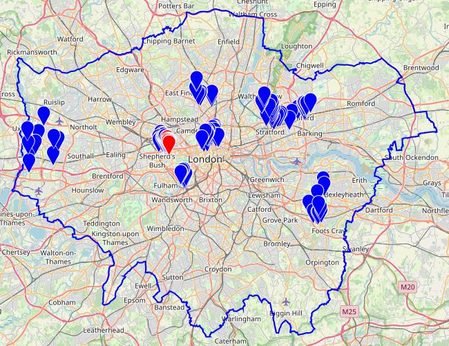 A map of mewses visited so far