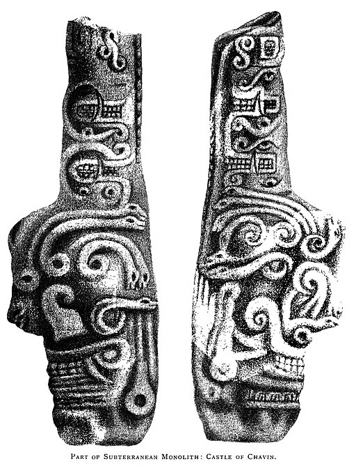 a black and white illustration of a sculpture's smiling mouth and snake hair