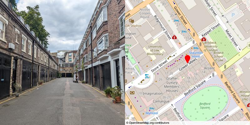 A picture and map of the mews