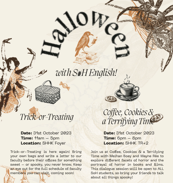The poster for NTU's School of Humanities' Halloween programne