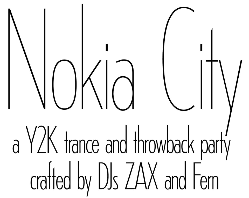 Nokia City a Y2K trance and throwback party crafted by DJs ZAX and Fern