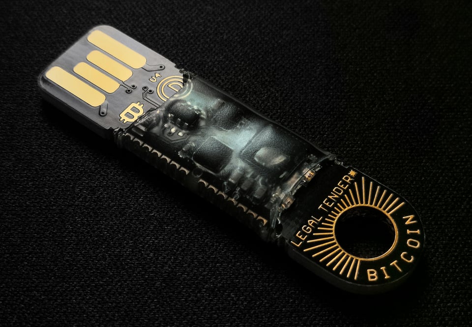 A Bitcoin hard wallet, used to store the private keys